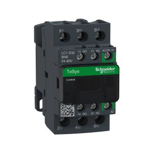 Contactor 3 polos, 32 A, bobina 24-60V AC-VDC. LC1D32BNE Schneider Electric