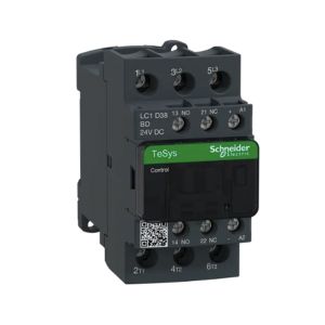 Contactor magnético, 3 polos, 38 A, bobina 24 VCD. LC1D38BD Schneider Electric