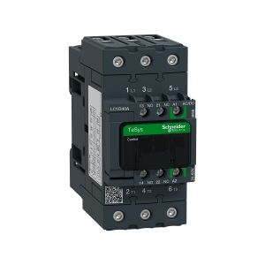 Contactor 3 polos, 40 A, bobina 24-60V AC-VDC. LC1D40ABNE Schneider Electric