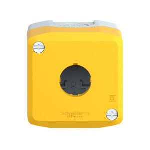 Caja vacía tapa amarilla para pulsador, 22mm, 1 orificio. XALK01 Schneider Electric