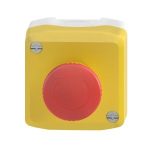 Interruptor de seguridad de emergencia, plástico, tapa amarilla, 1 pulsador de seta rojo. XALK178G Schneider Electric