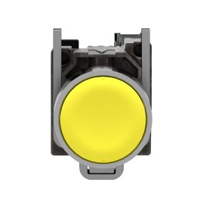 Pulsador amarillo, retorno resorte nivelado. XB4BA51 Schneider Electric
