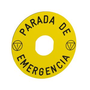 Etiqueta parada de emergencia 90mm. ZBY8430 Schneider Electric